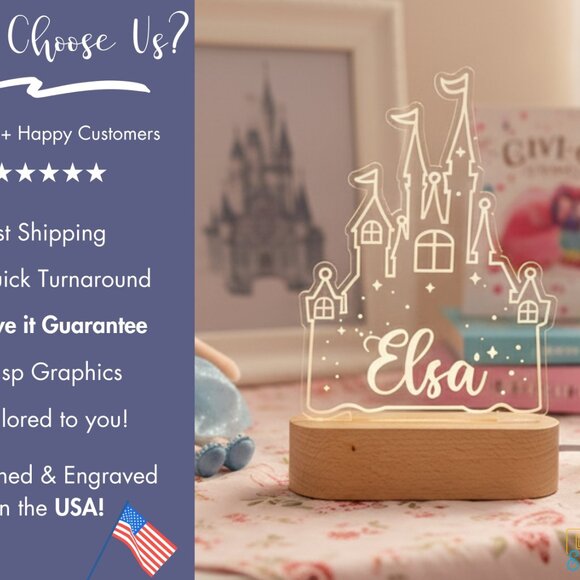 Personalized Princess Castle Night Light – Cute Nightlight for Girls - Picture 4 of 8